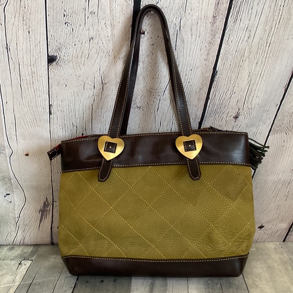 Green Dooney & Bourke Suede Quilted Leather Satchel Purse - Picture 7 of 15